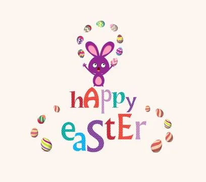 Easter bunny playful cute eggs fun humor card Stock Illustration