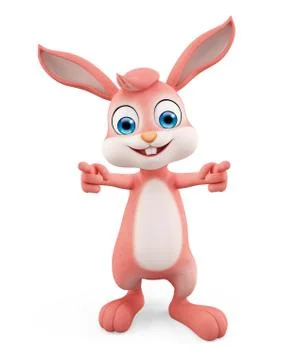Easter Bunny with pointing sign pose Stock Illustration