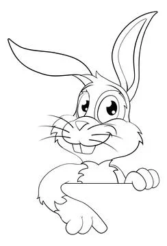Easter Bunny Rabbit Cartoon Character Peeking Sign Illustrazione stock