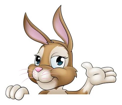 Easter Bunny Rabbit Cartoon Character Peeking Sign Stock Illustration