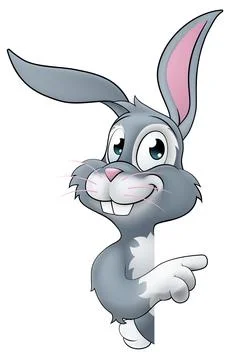 Easter Bunny Rabbit Cartoon Character Peeking Sign Stock Illustration