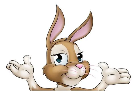 Easter Bunny Rabbit Cartoon Character Peeking Sign Stock Illustration