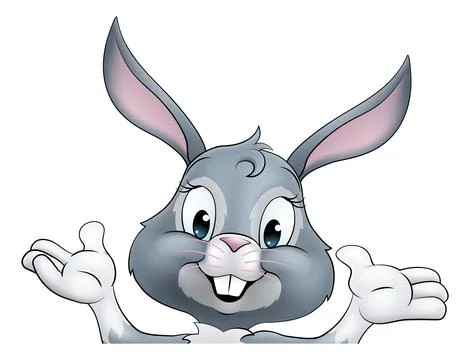 Easter Bunny Rabbit Cartoon Character Peeking Sign Stock Illustration