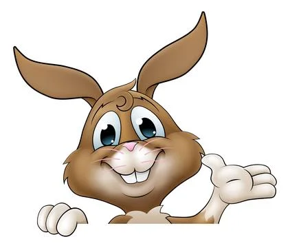 Easter Bunny Rabbit Cartoon Character Peeking Sign Stock Illustration