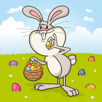 Easter bunny rabbit delivering Easter eggs Stock Illustration