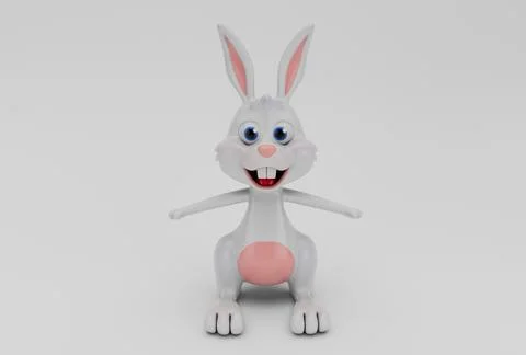Easter bunny rabbit minimal 3d rendering on white background Stock Illustration
