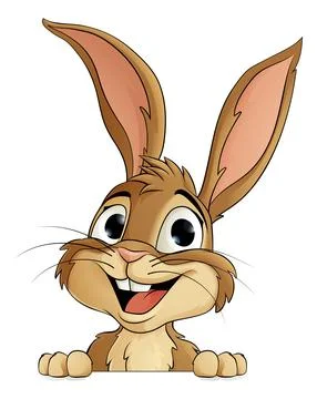 Easter Bunny Rabbit Peeking Around Sign Cartoon Stock Illustration