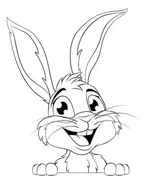 Easter Bunny Rabbit Peeking Around Sign Cartoon Stock Illustration