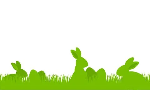 Easter Bunny Rabbit Silhouette Set With Eggs Stock Illustration