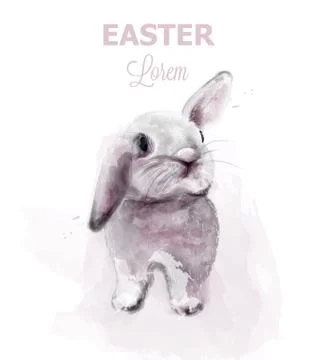 Easter bunny rabbit Vector. Cute pet holiday card isolated on whites Illustrazione stock