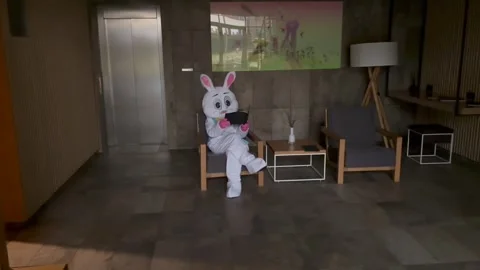 Easter Bunny Reads Magazine Stock Footage 305301518