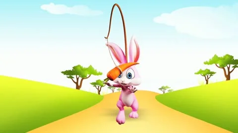 Easter bunny running with carrot Stock Footage 21990543