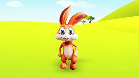 Easter Bunny running on the green grass Stock Footage 21990531