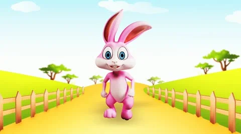 Easter Bunny running on the road Stock Footage 21990511