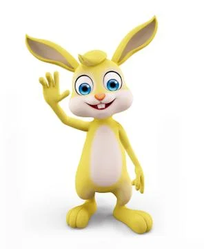 Easter Bunny with saying hi pose Stock Illustration