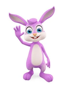 Easter Bunny with saying hi pose Stock Illustration