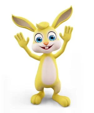 Easter Bunny with saying hi pose Stock Illustration