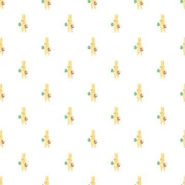 Easter bunny seamless pattern with decorated eggs Stockillustratie