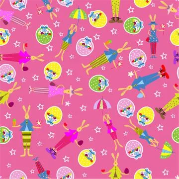 Easter bunny seamless pattern holiday background 스톡 일러스트