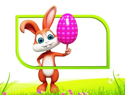Easter bunny with sign Stock Illustration