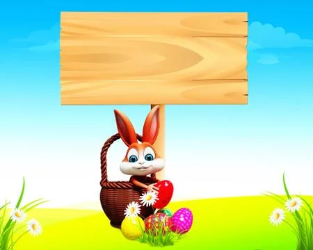 Easter bunny with sign Stock-Illustration