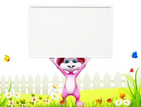 Easter bunny with sign Stock Illustration