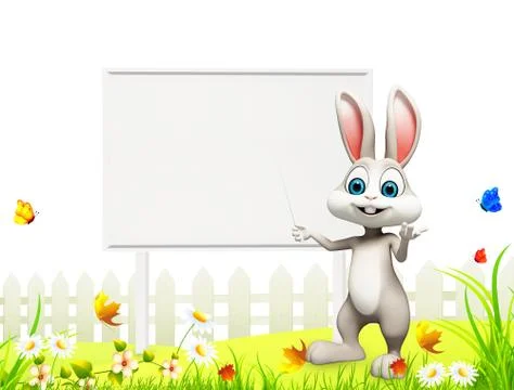 Easter bunny with sign Ilustração Stock