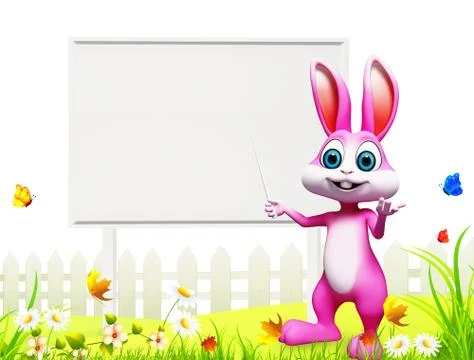 Easter bunny with sign Stock Illustration