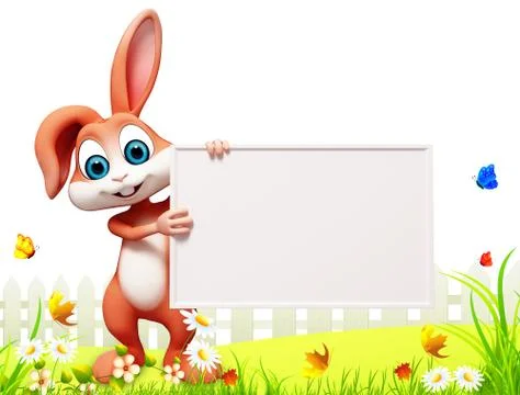 Easter bunny with sign Stock Illustration