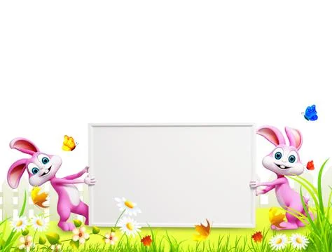 Easter bunny with sign Illustrazione stock