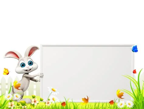 Easter bunny with sign Illustrazione stock