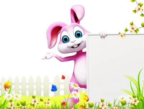 Easter bunny with sign Stock Illustration