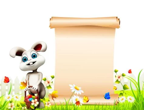 Easter bunny with sign Stock Illustration