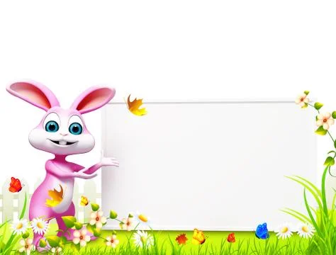 Easter bunny with sign Stock Illustration