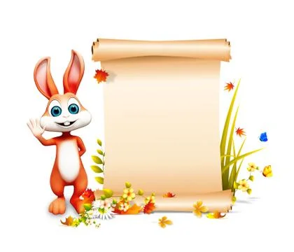 Easter bunny with sign Stock-Illustration