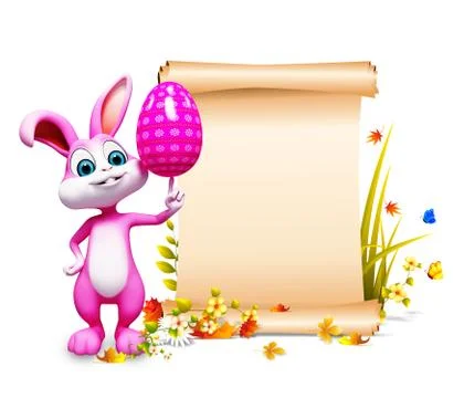 Easter bunny with sign 스톡 일러스트