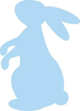 Easter bunny silhouette. Sitting rabbit silhouette in blue color Stock Illustration