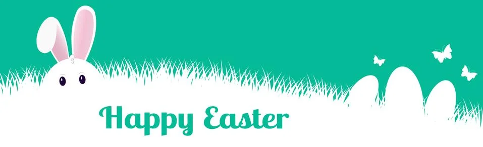 Easter bunny sitting in dense grass - Vector Stock Illustration