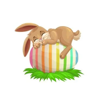 Easter bunny sleeping on egg Stock Illustration