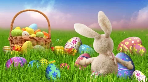Easter Bunny on a Spring Day 4K Loop Stock Footage 60823375