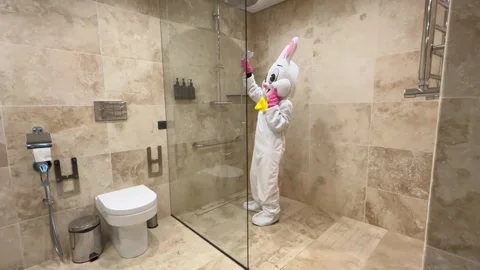 Easter Bunny Takes Shower Stock Footage 305383026