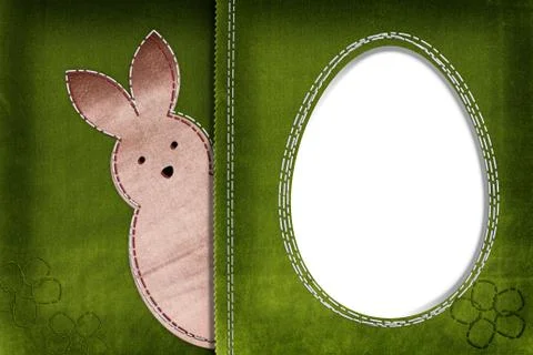 Easter bunny on textile background with space for your text Stock Photos