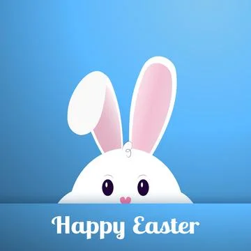 Easter Bunny with Thick Cheeks and Happy Holidays - Vector Illustrazione stock