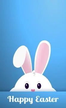 Easter Bunny with Thick Cheeks and Happy Holidays - Vector Illustrazione stock
