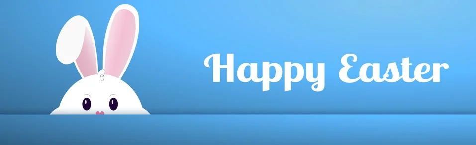 Easter Bunny with Thick Cheeks and Happy Holidays - Vector Stock Illustration