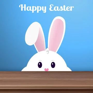 Easter Bunny with Thick Cheeks and Happy Holidays - Vector Stockillustratie