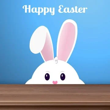 Easter Bunny with Thick Cheeks and Happy Holidays - Vector Easter Bunny wi... Foto stock