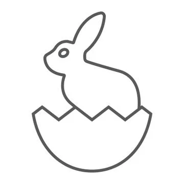 Easter bunny thin line icon, easter and holiday, rabbit in egg sign, vector Stockillustratie