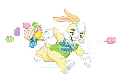 Easter Bunny Throwing Eggs Stock Illustration