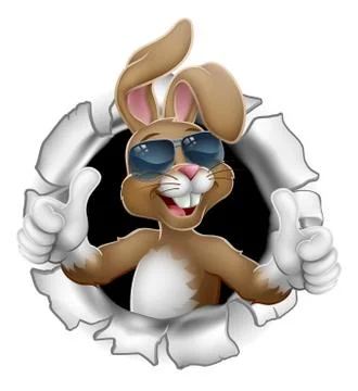Easter Bunny Thumbs Up Cool Rabbit in Sunglasses Stock Illustration